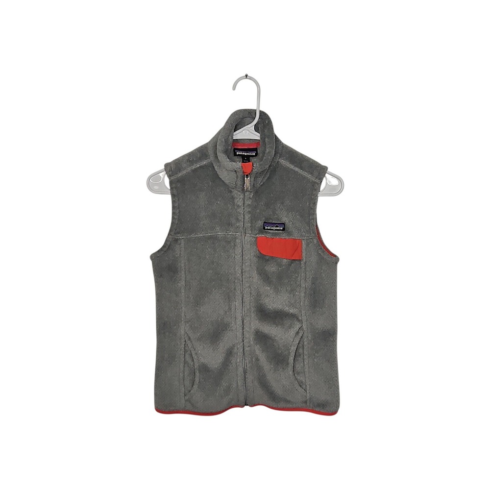 Patagonia Gray/Coral Re-Tool Themal Fleece‎ Vest Full Zip Women's Small